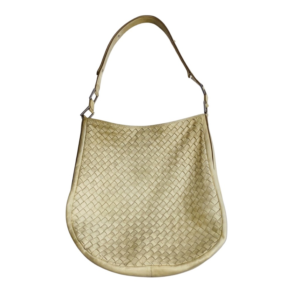 Bottega Veneta Beige Woven Lambskin Shoulder Bag